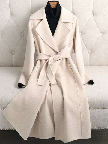 Airchics mi-longue manteau en laine avec poches ceinture femme mode rouge noël